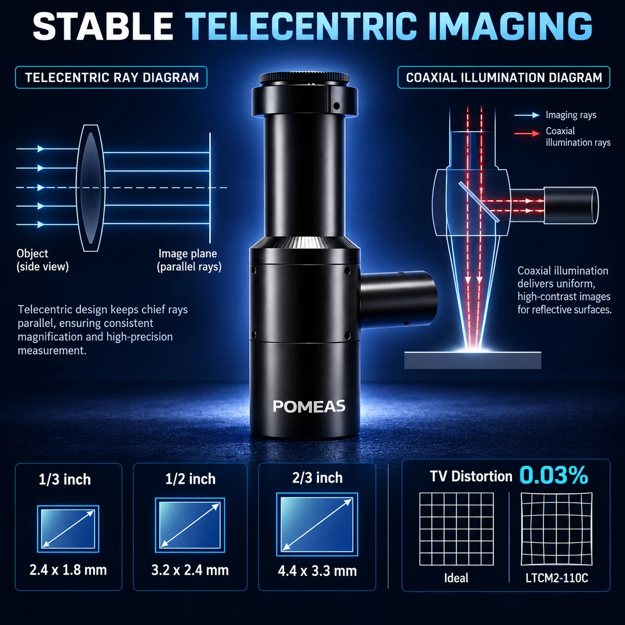 LTCM2-110C field of view for different camera sensor formats