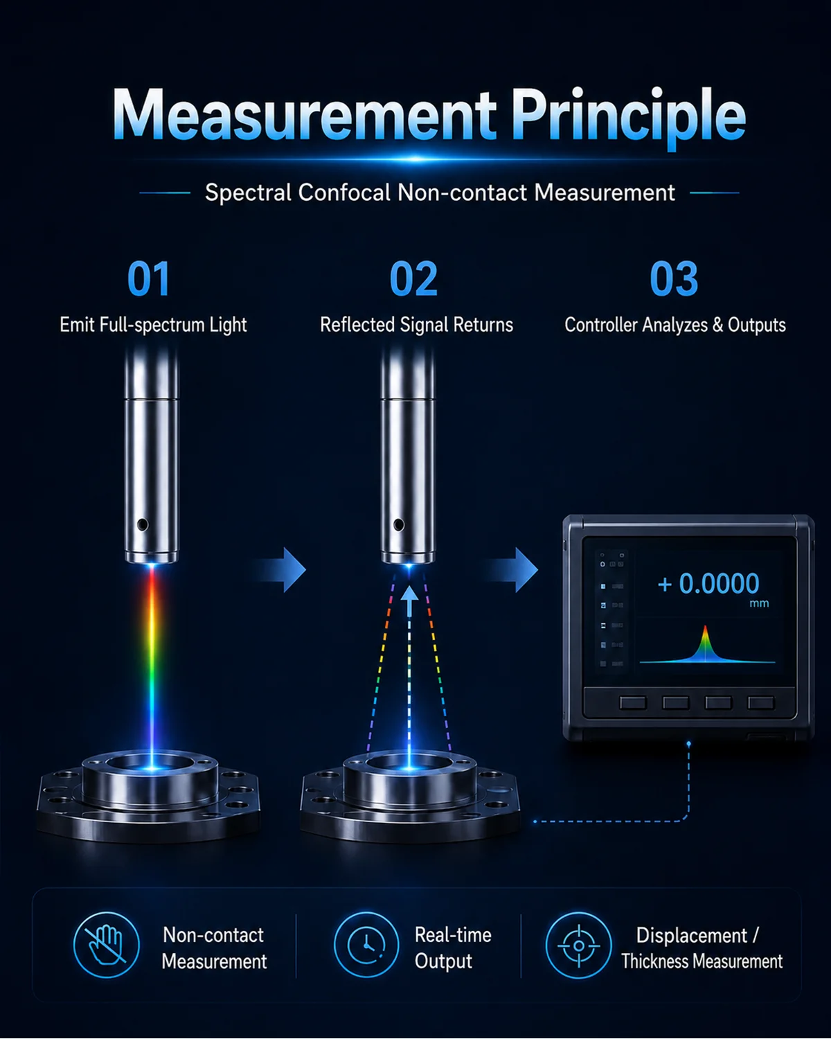 Non-contact displacement sensor for industrial inspection