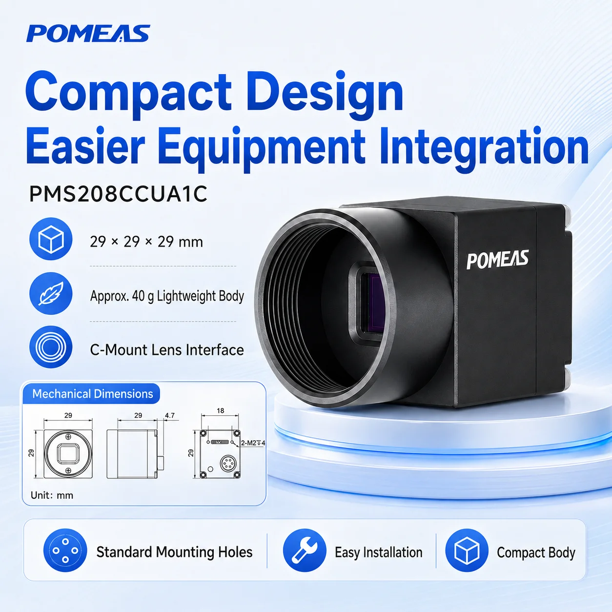 20MP USB Industrial Camera 1 Inch C-Mount Machine Vision Camera