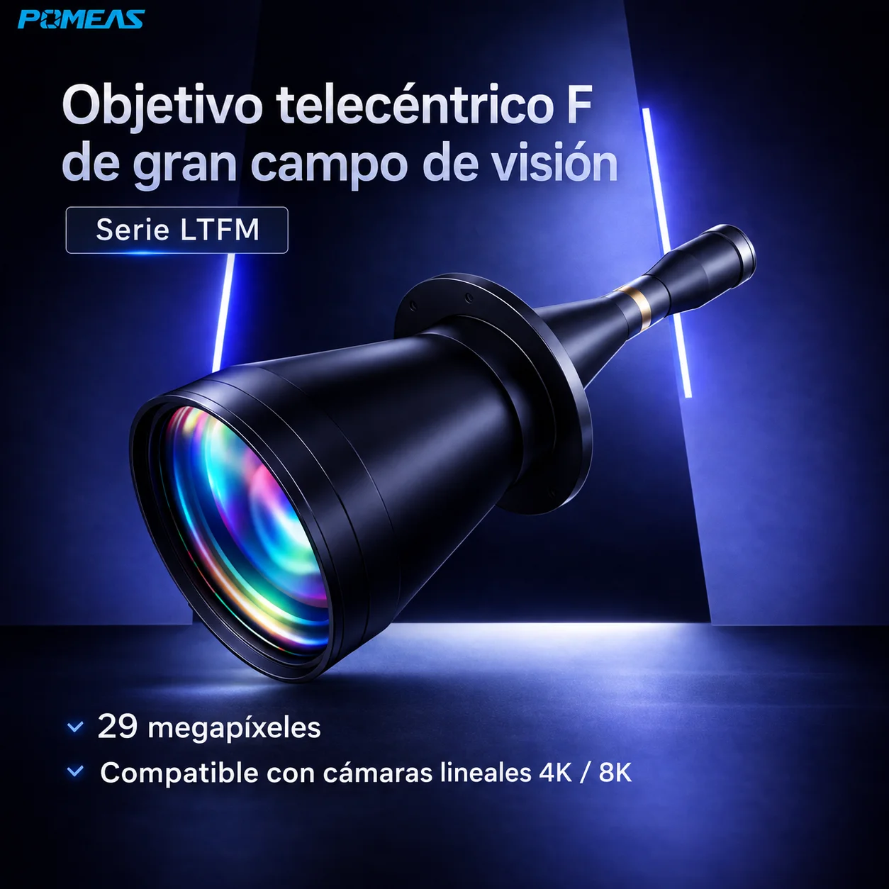Lente telecéntrico 0,24X para medición de gran formato