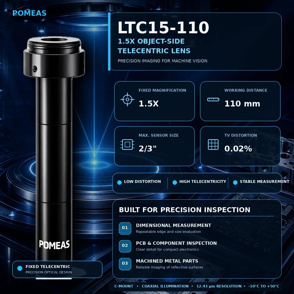 LTC15-110 1.5X Object-Side Telecentric Lens