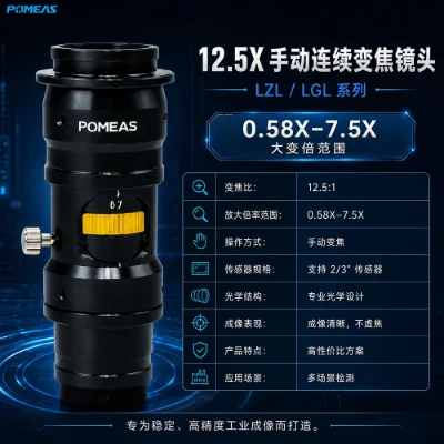 12.5X连续变倍远心镜头 0.58X–7.5X 2/3英寸C接口