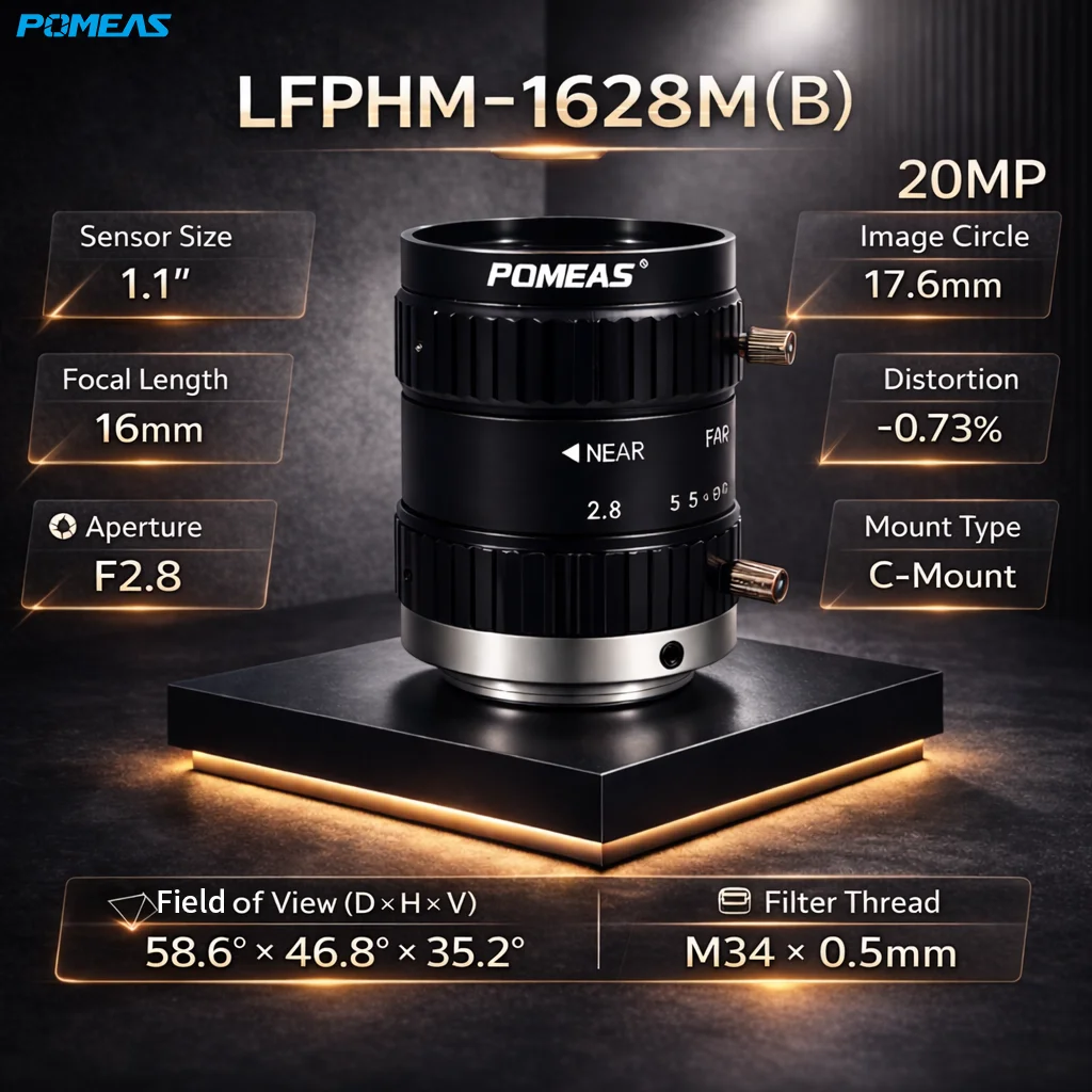 20MP 16mm C-Mount Machine Vision Lens for 1.1-Inch Cameras