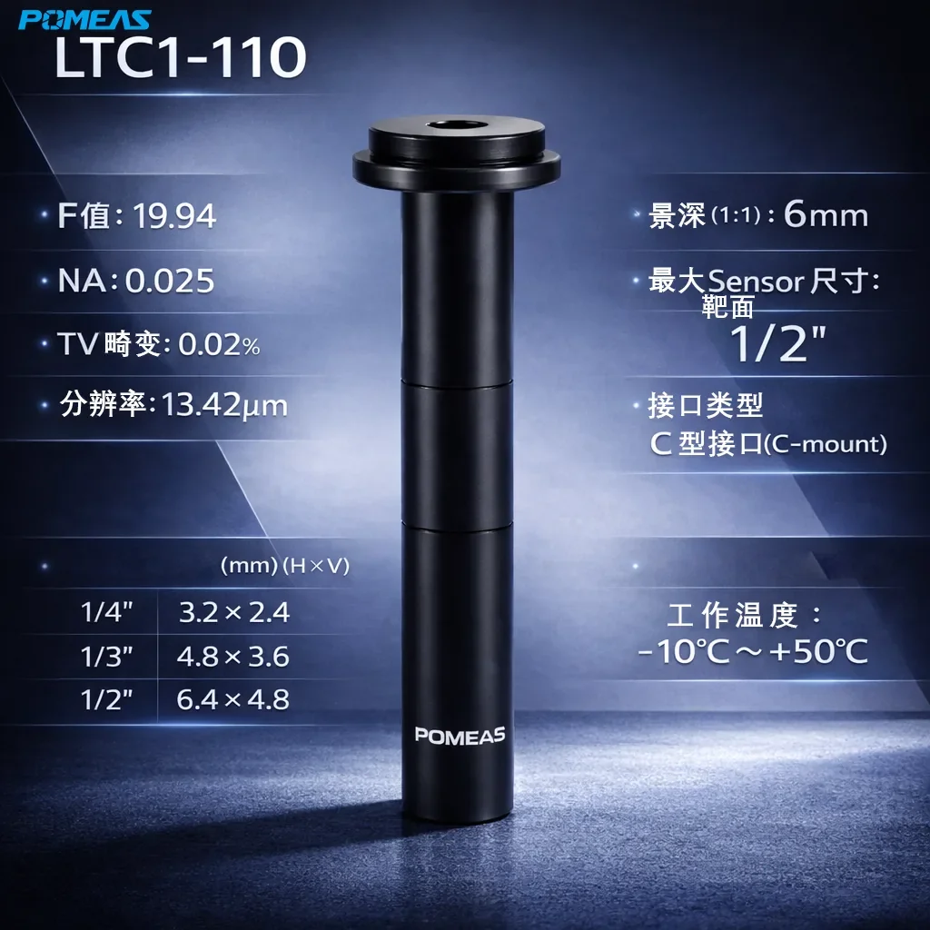标准远心镜头 1/2英寸 13.42μm分辨率