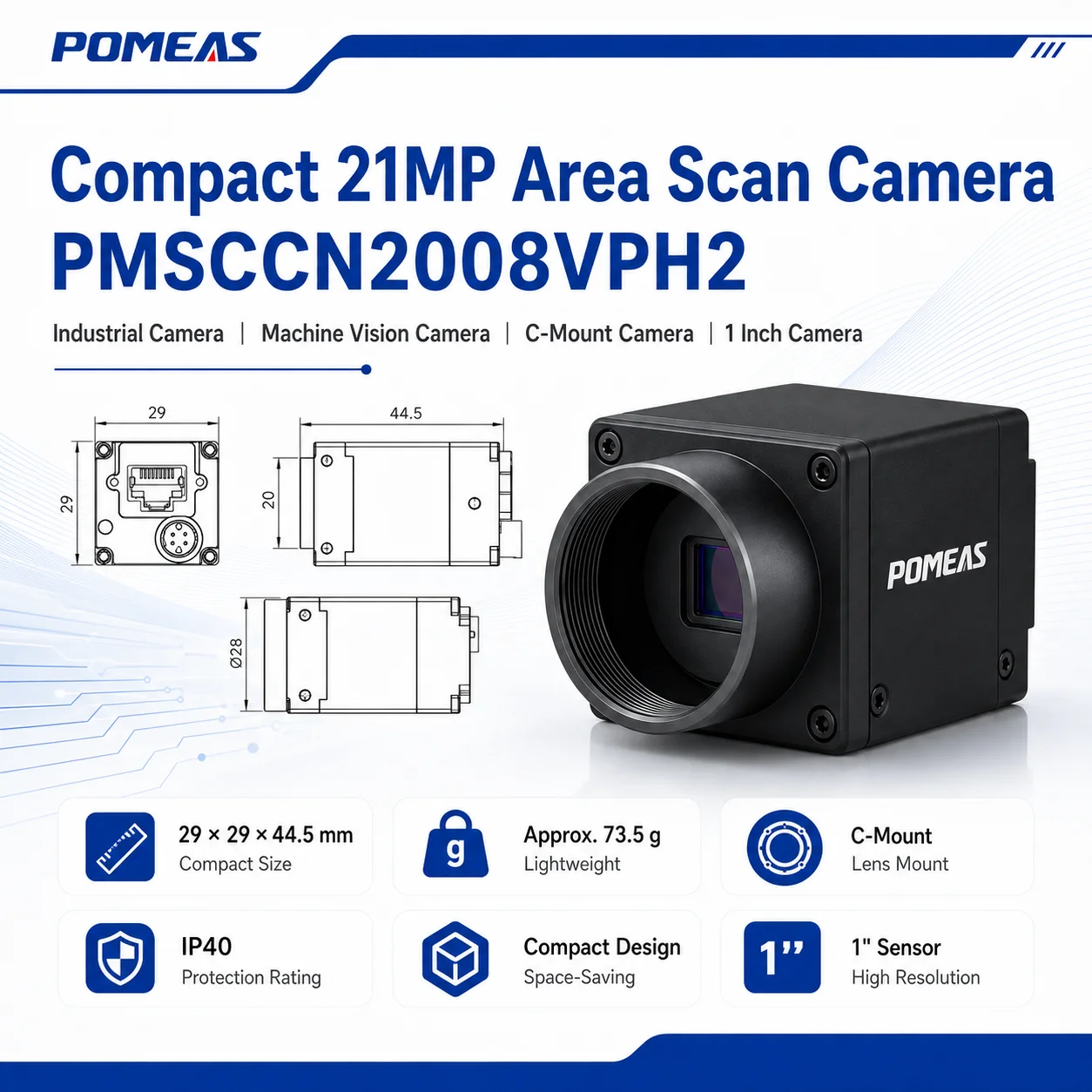 21MP GigE Machine Vision Camera | 1 Inch C-Mount Color