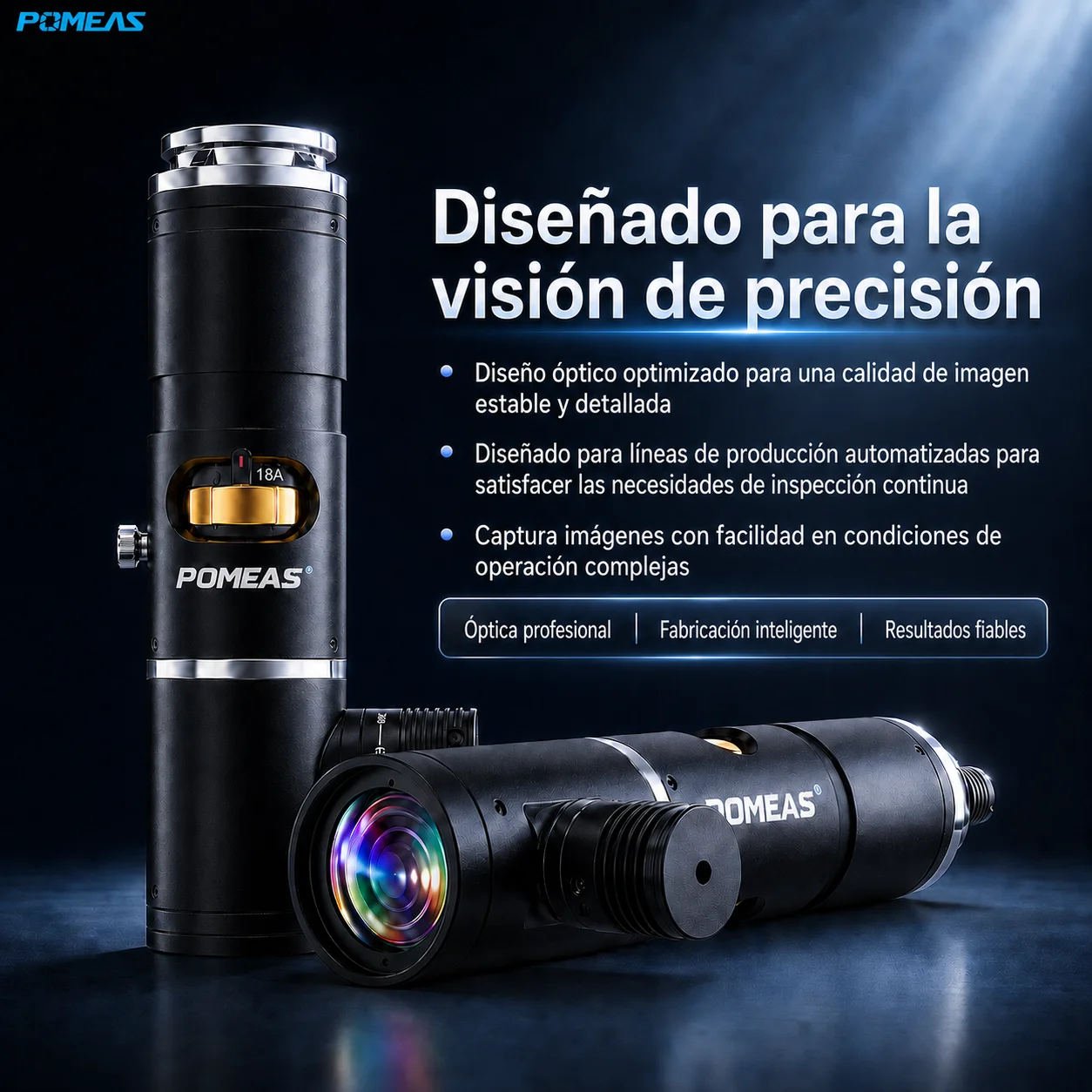 Lente zoom industrial 4K 0,68×–5,0× con iluminación coaxial