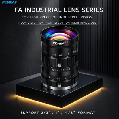 25mm 4/3-Inch 10MP Low-Distortion C-Mount Lens | POMEAS
