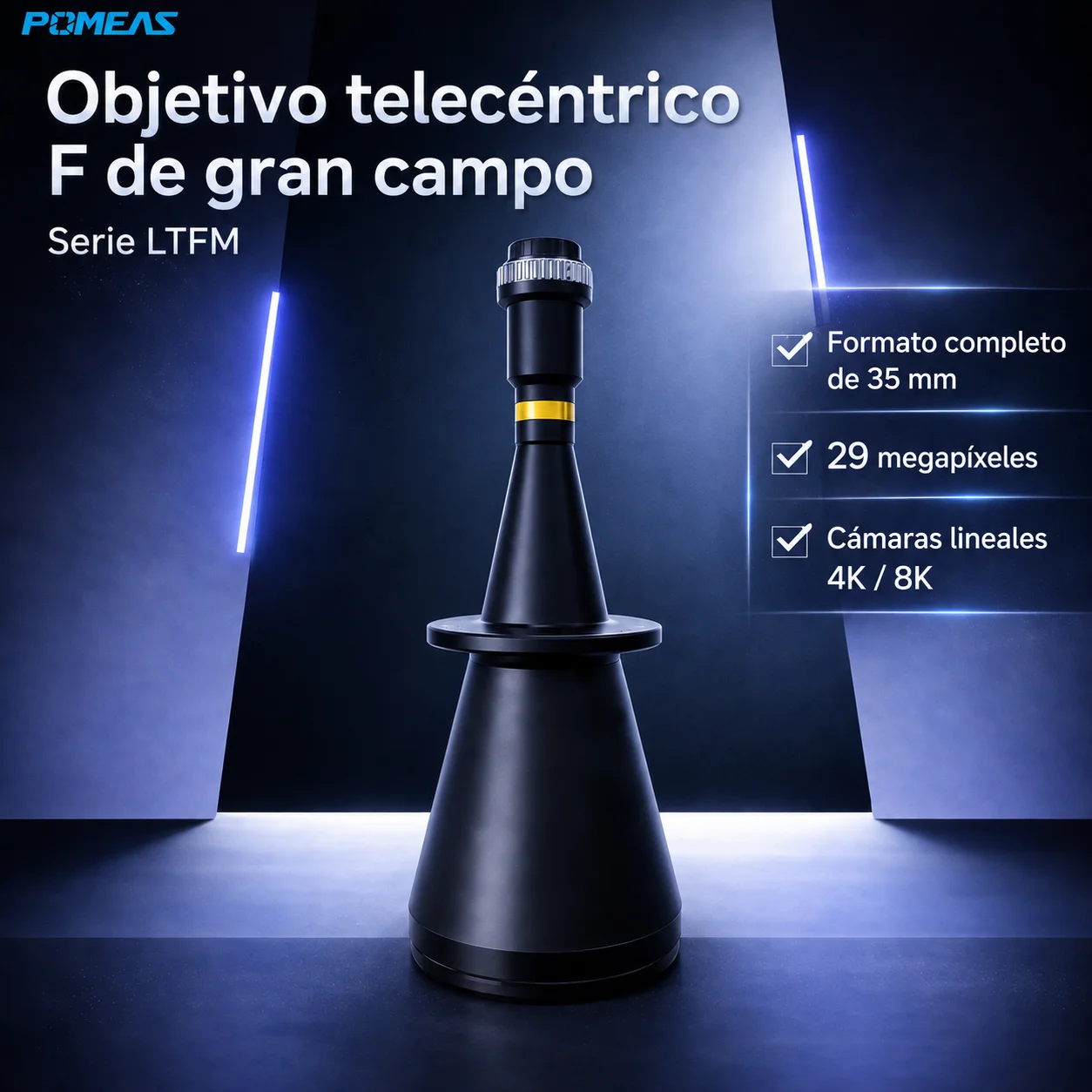 Lente telecéntrico 0,206X para medición de piezas grandes