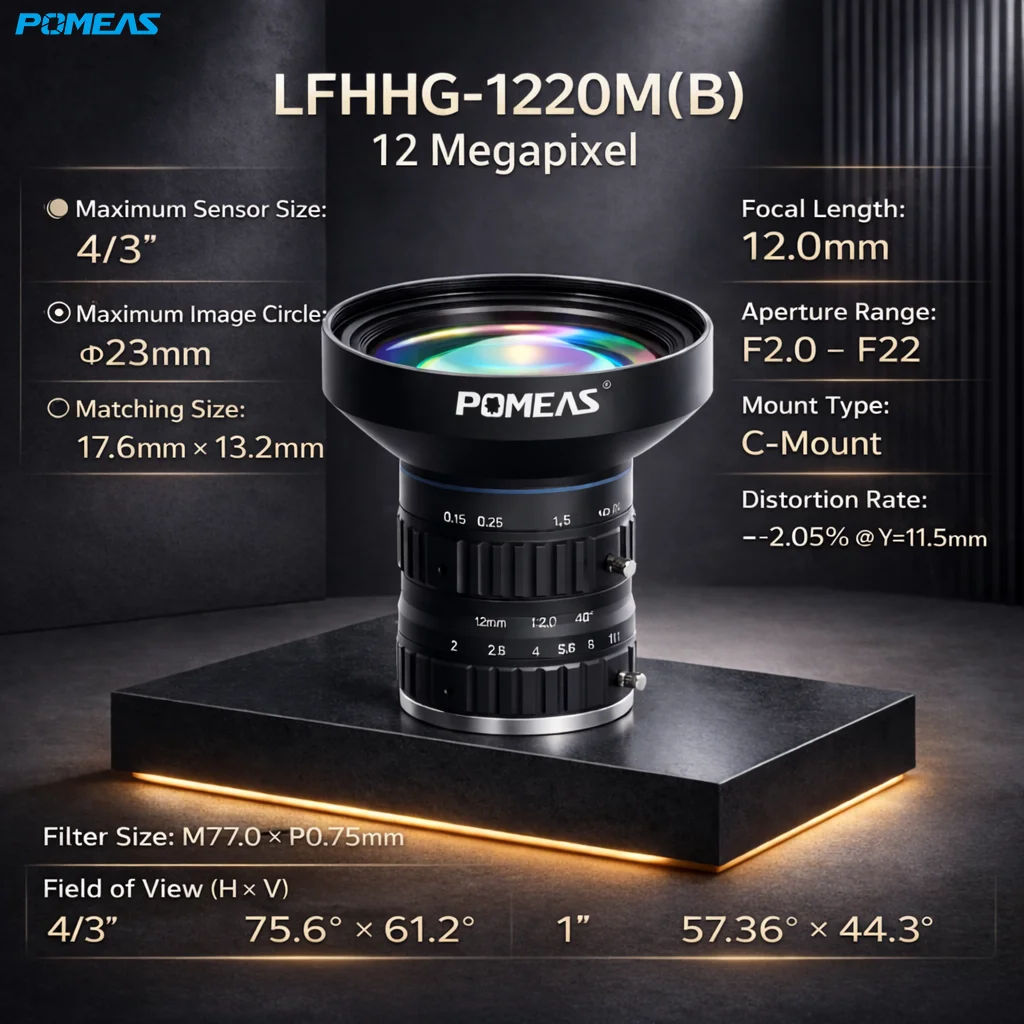12mm 4/3-Inch 20MP C-Mount Machine Vision Lens | POMEAS