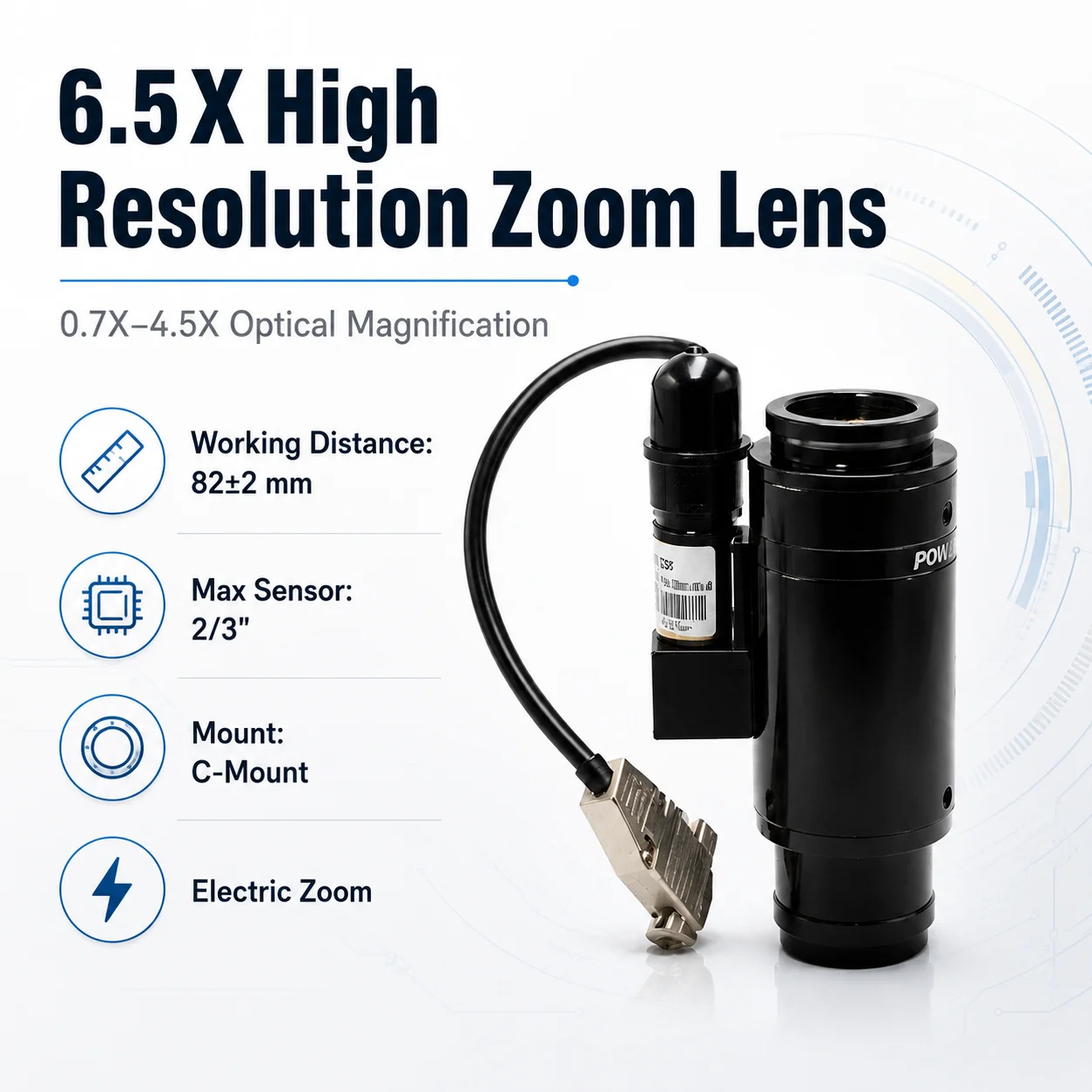 6.5X Motorized Zoom Lens for Machine Vision | C-Mount