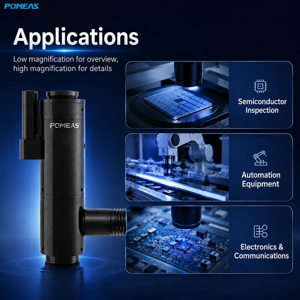 POMEAS 14X C-Mount Continuous Zoom Lens for Machine Vision