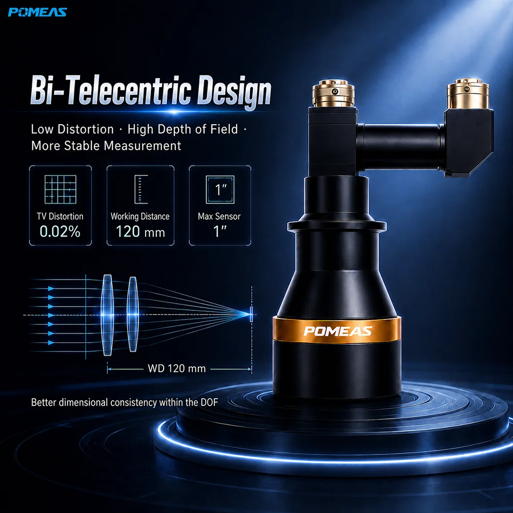 0.16X/0.7X Bi-Telecentric Lens, 1-Inch Sensor, 120mm WD