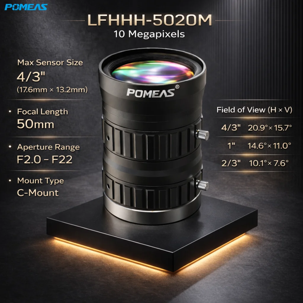 50mm 4/3-Inch 10MP C-Mount Inspection Lens | POMEAS