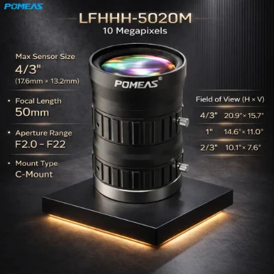 50mm 4/3-Inch 10MP C-Mount Inspection Lens | POMEAS