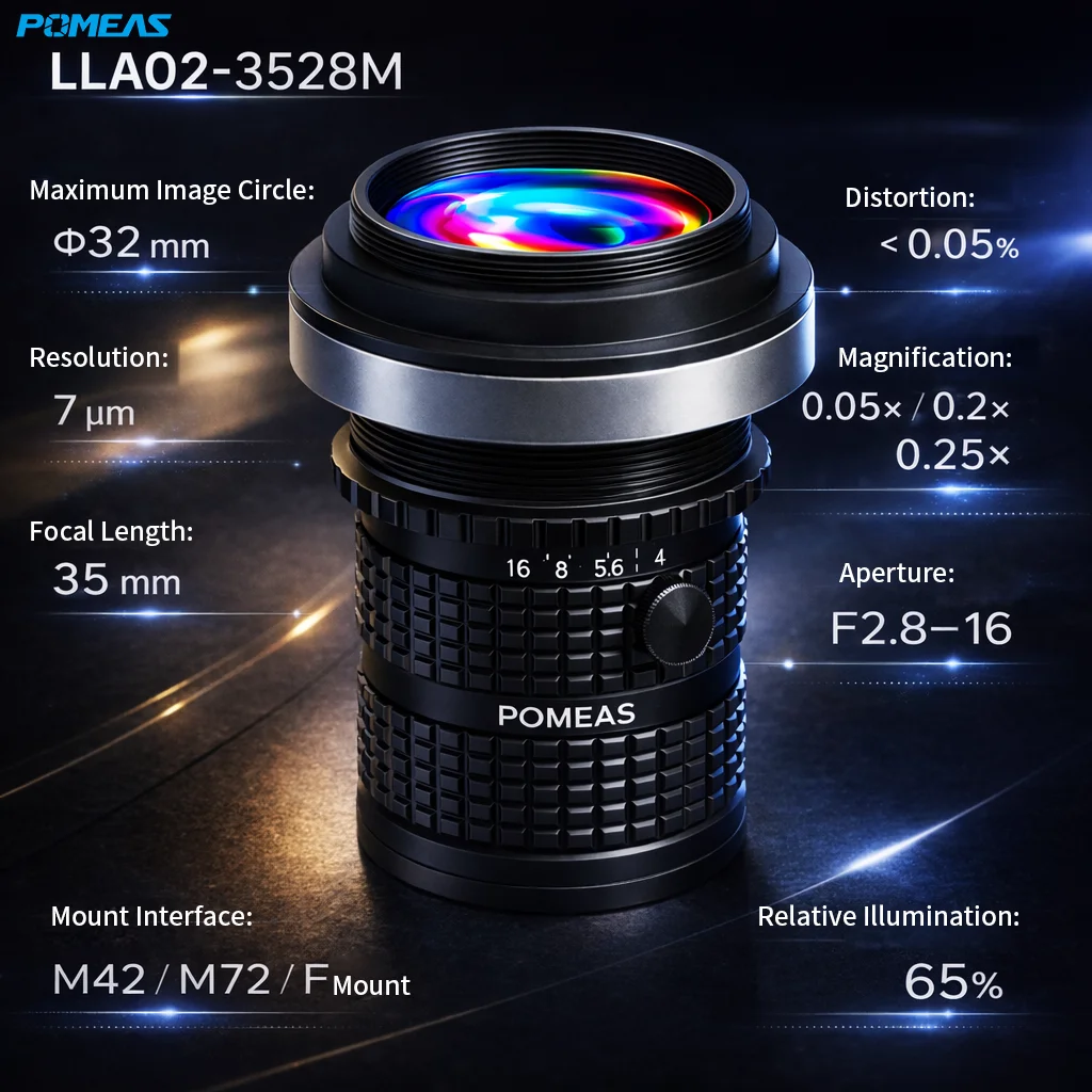4K 35mm Line Scan Lens, 0.05X-0.25X for 7µm Industrial Cameras