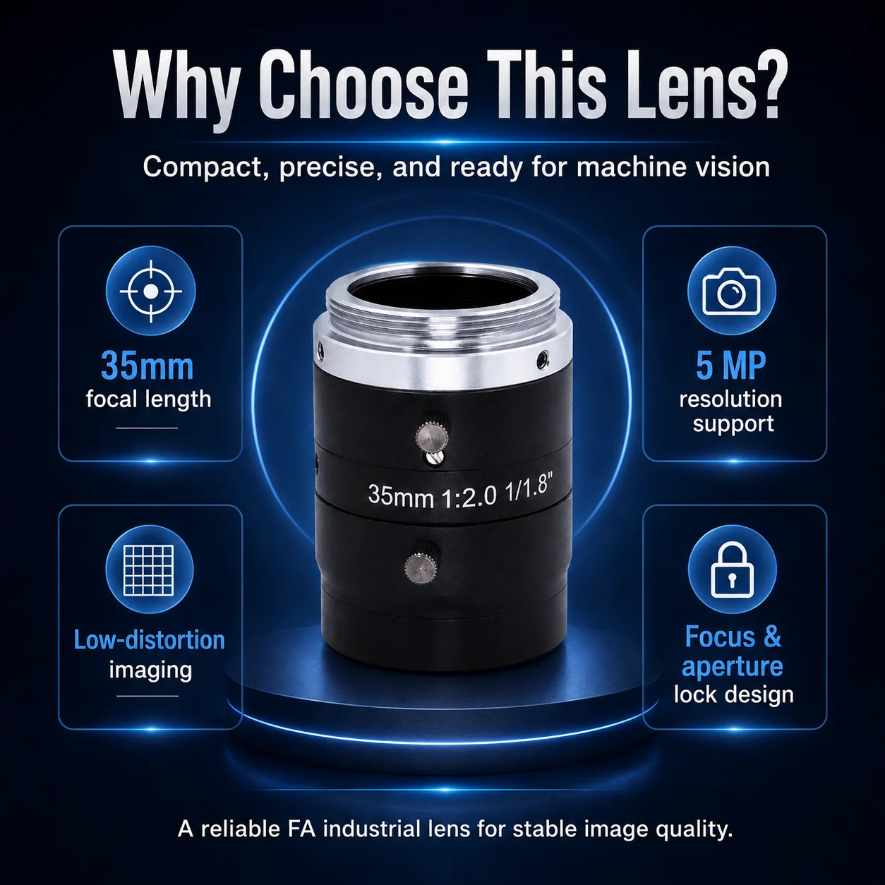 PMS-LFEH20355MV 35mm 5MP C-Mount FA Industrial Lens