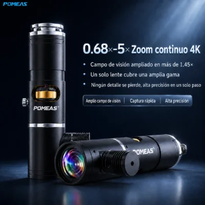 Lente zoom industrial 4K 0,68×–5,0× con iluminación coaxial
