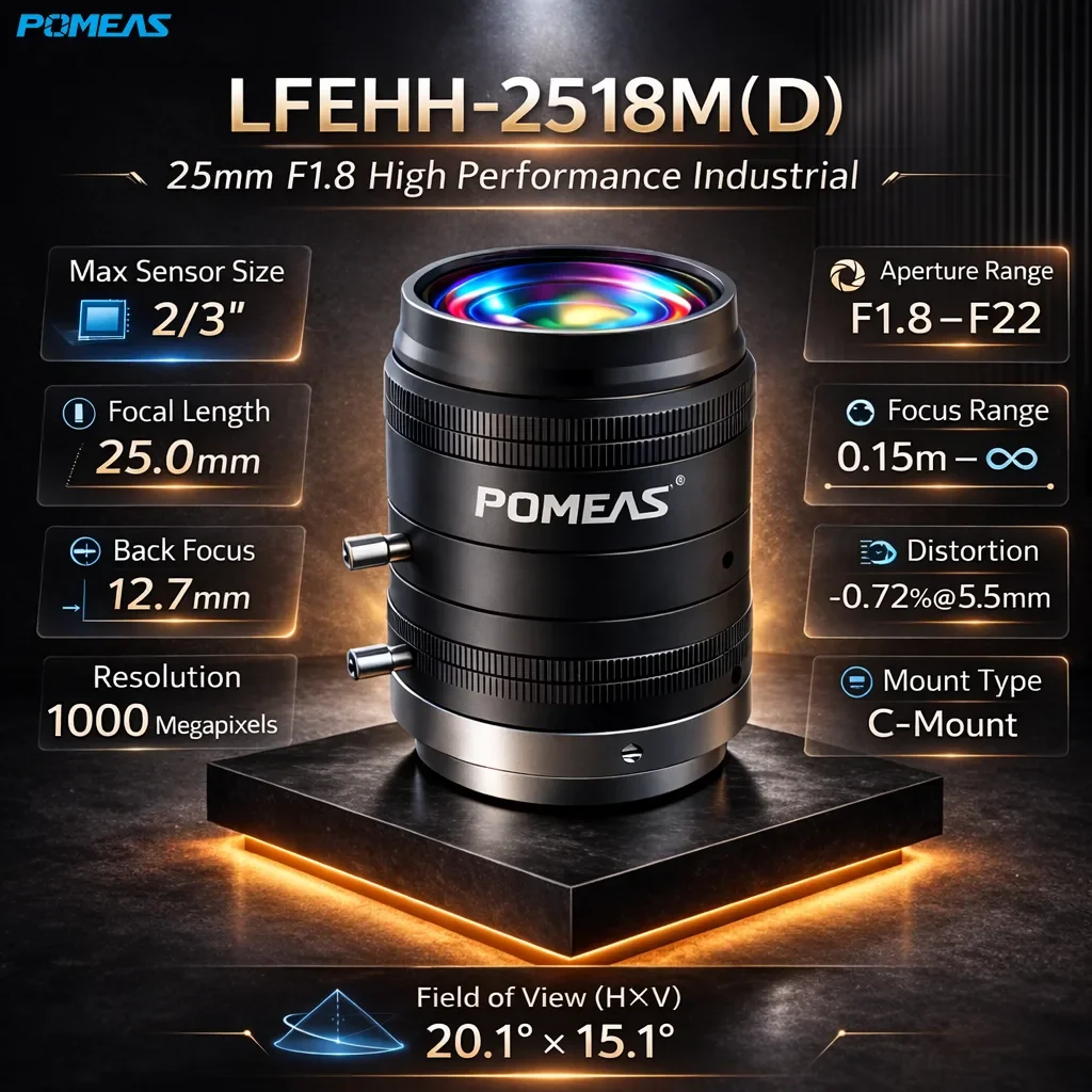 25mm 2/3-Inch 10MP F1.8 C-Mount FA Lens