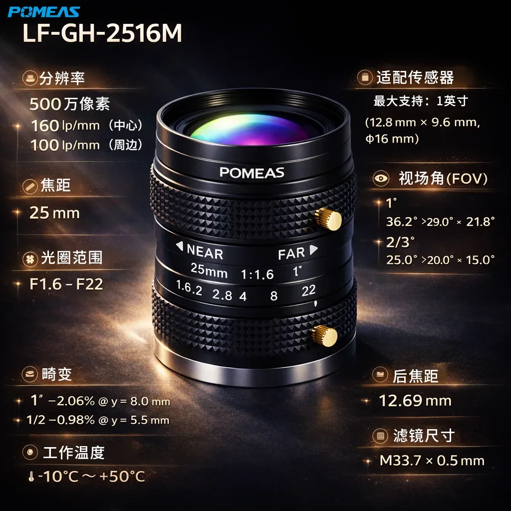 25mm定焦FA工业镜头 1英寸