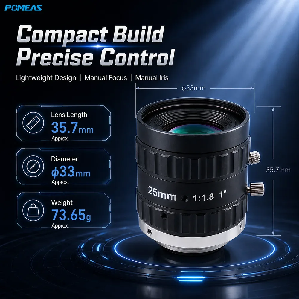 Objetivo FA Industrial 25mm 1-Inch 10MP C-Mount