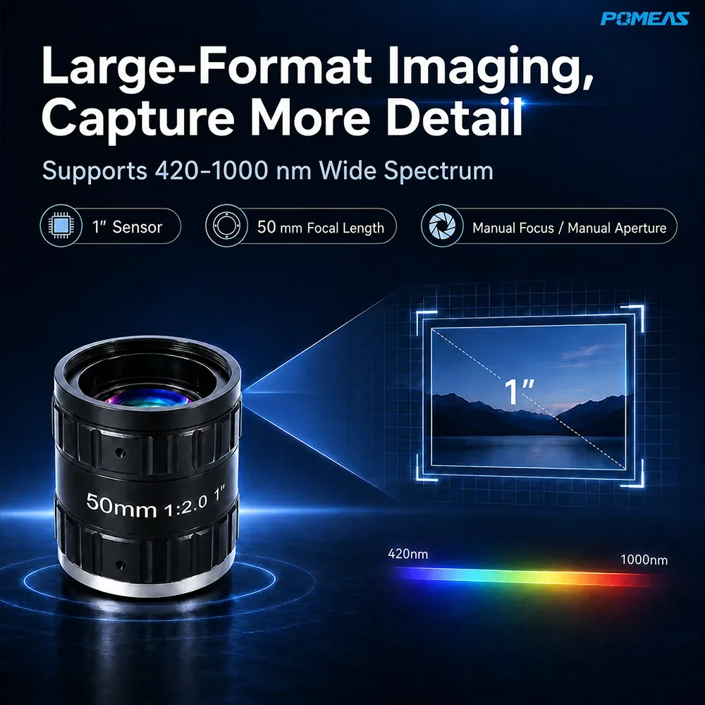 50mm 1-Inch 10MP C-Mount FA Industrial Lens