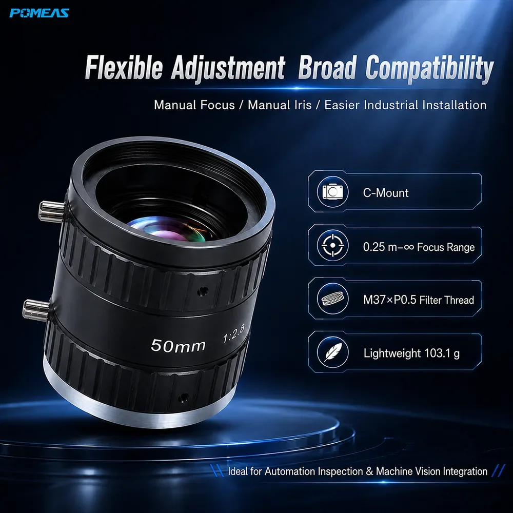 Objetivo FA Industrial 50mm 1.1-Inch 20MP C-Mount
