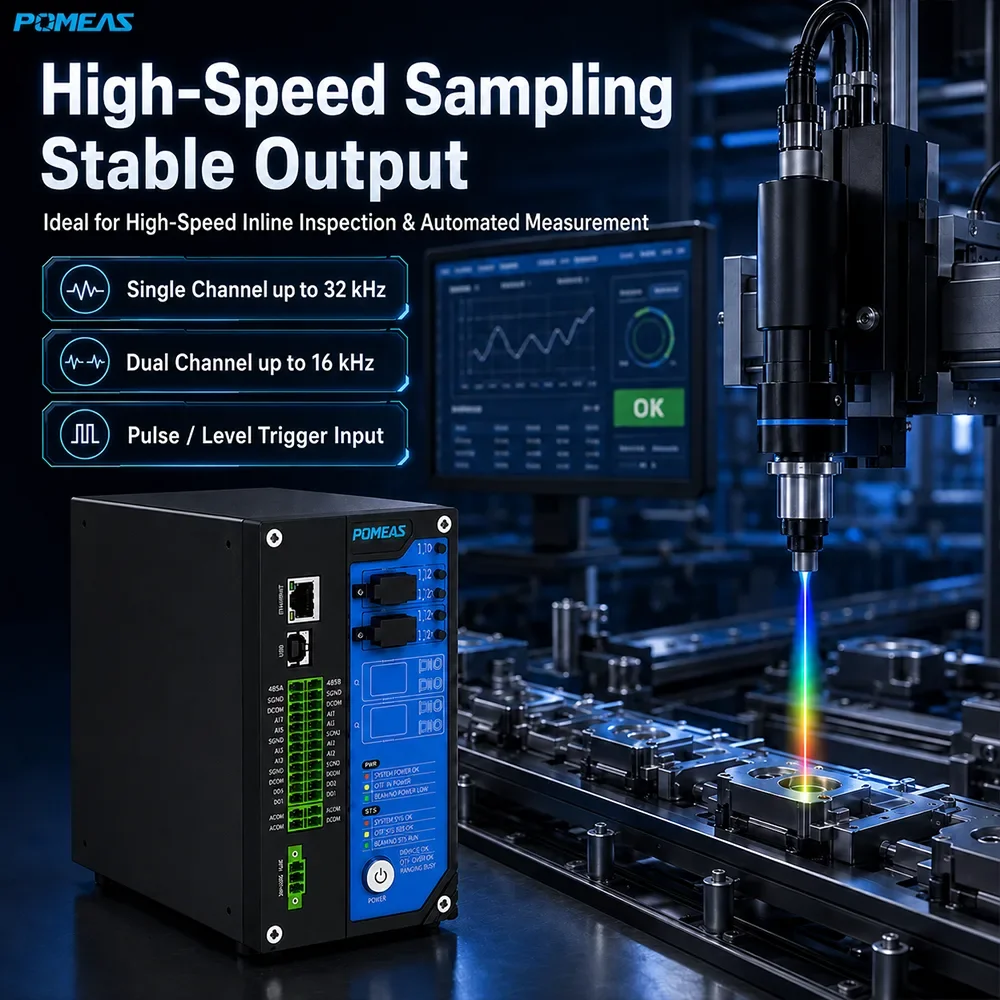 Controlador de sensor confocal cromático de desplazamiento 32 kHz, multicanal