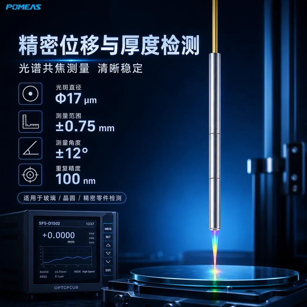 مستشعر الإزاحة الكونفوكالي الطيفي 100 nm، مسافة مرجع 1.7 mm
