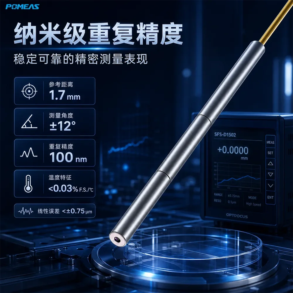 مستشعر الإزاحة الكونفوكالي الطيفي 100 nm، مسافة مرجع 1.7 mm