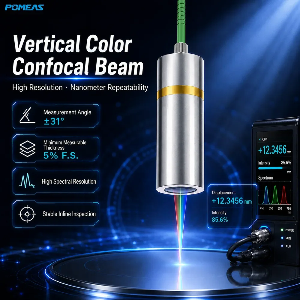 Конфокальный хроматический датчик перемещения 50 nm, диапазон ±1.3 mm