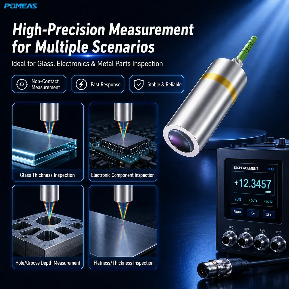 Конфокальный хроматический датчик перемещения 50 nm, диапазон ±1.3 mm
