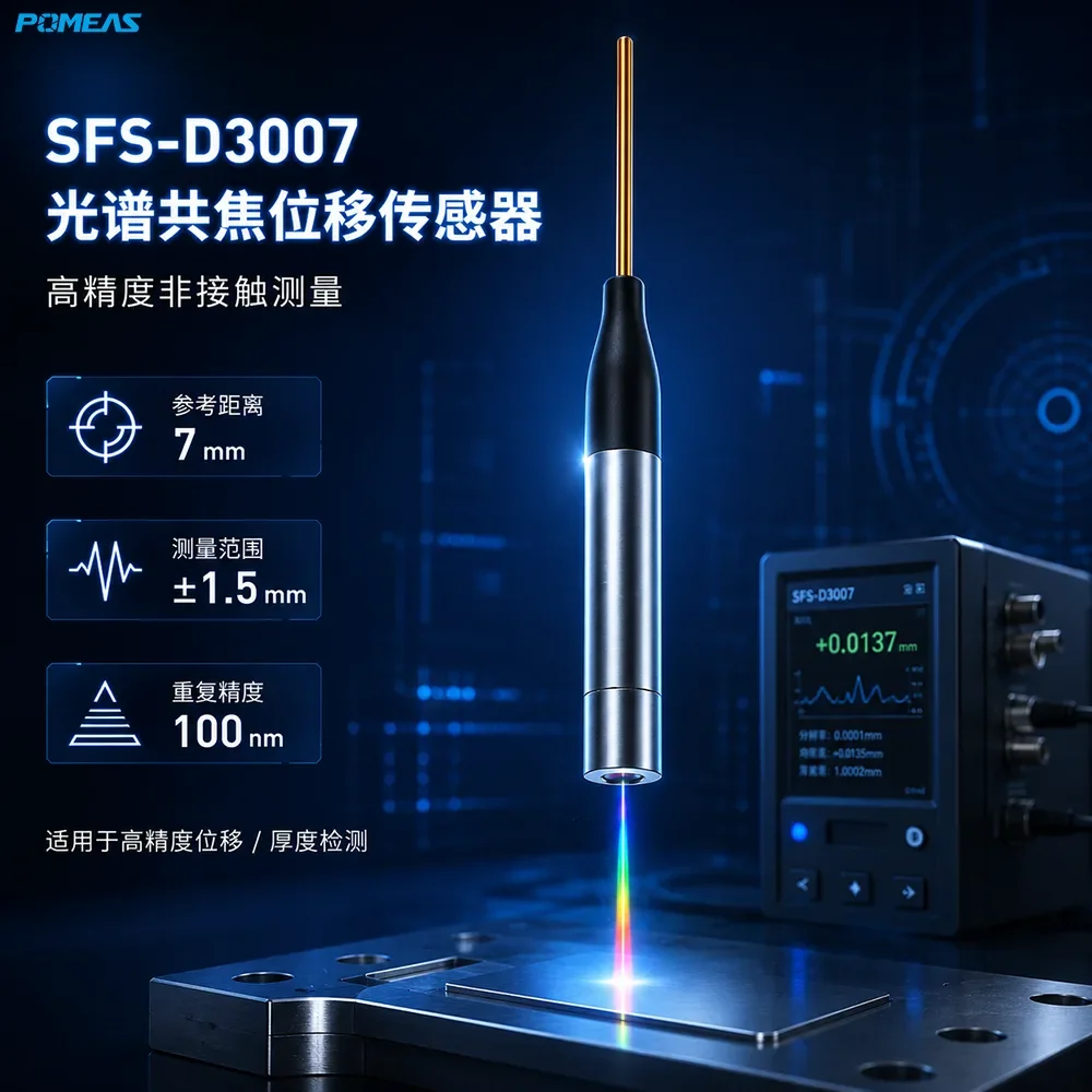 7mm参考距离100nm光谱共焦位移传感器