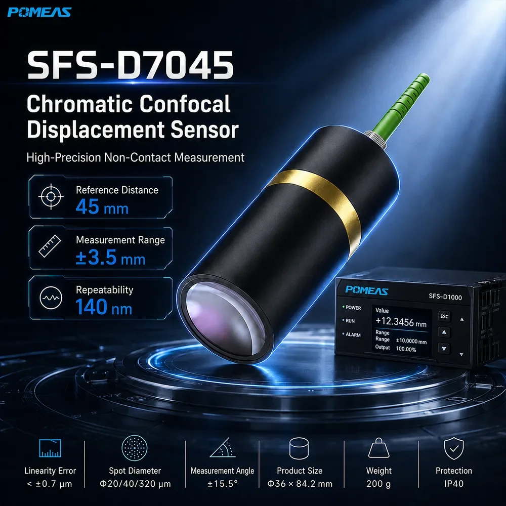 Capteur confocal chromatique de déplacement 140 nm, distance de référence 45 mm