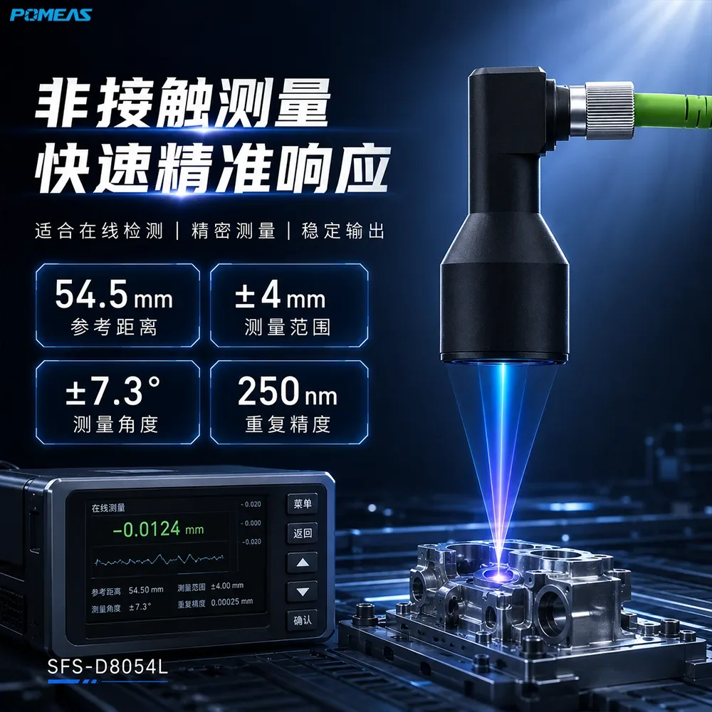 54.5mm参考距离250nm短型光谱共焦位移传感器