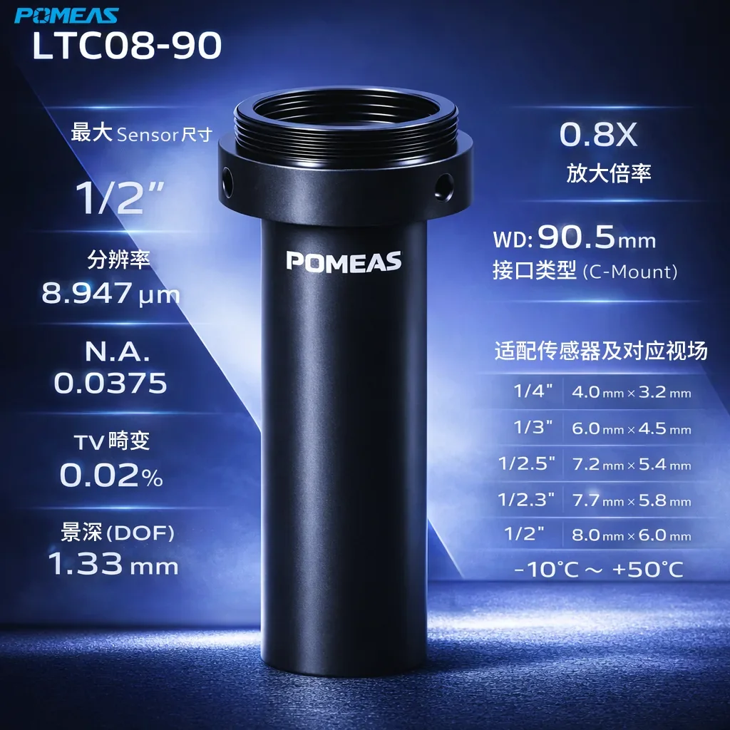0.8X标准远心镜头 WD90.5mm低畸变