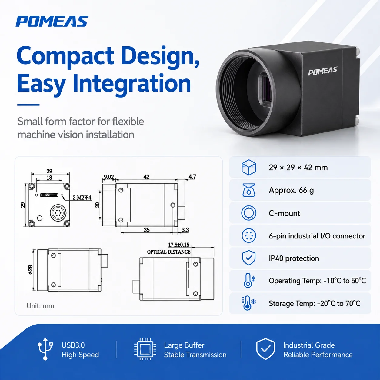 12.6MP 1.1 Inch Global Shutter USB3 Industrial Camera