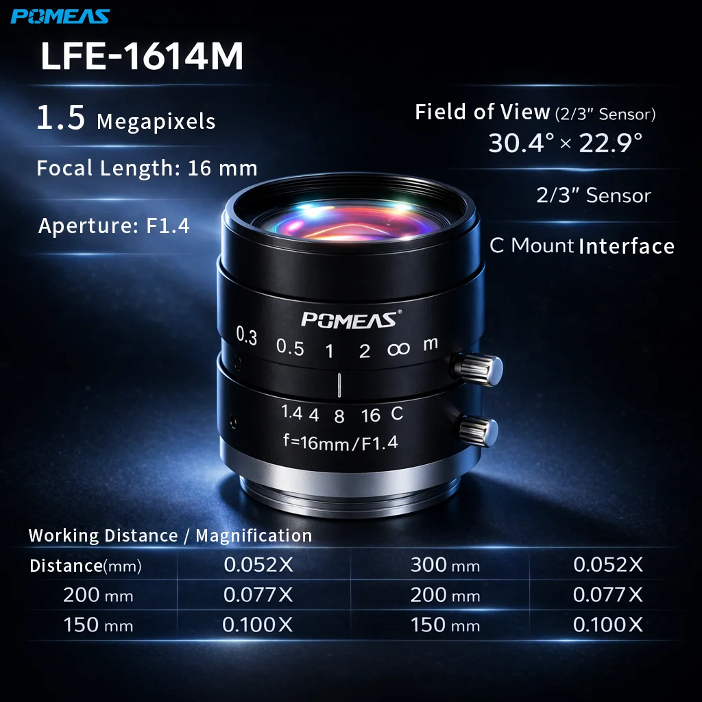 PMS-LFE-1614M 16mm F1.4 C-Mount FA Lens for Machine Vision