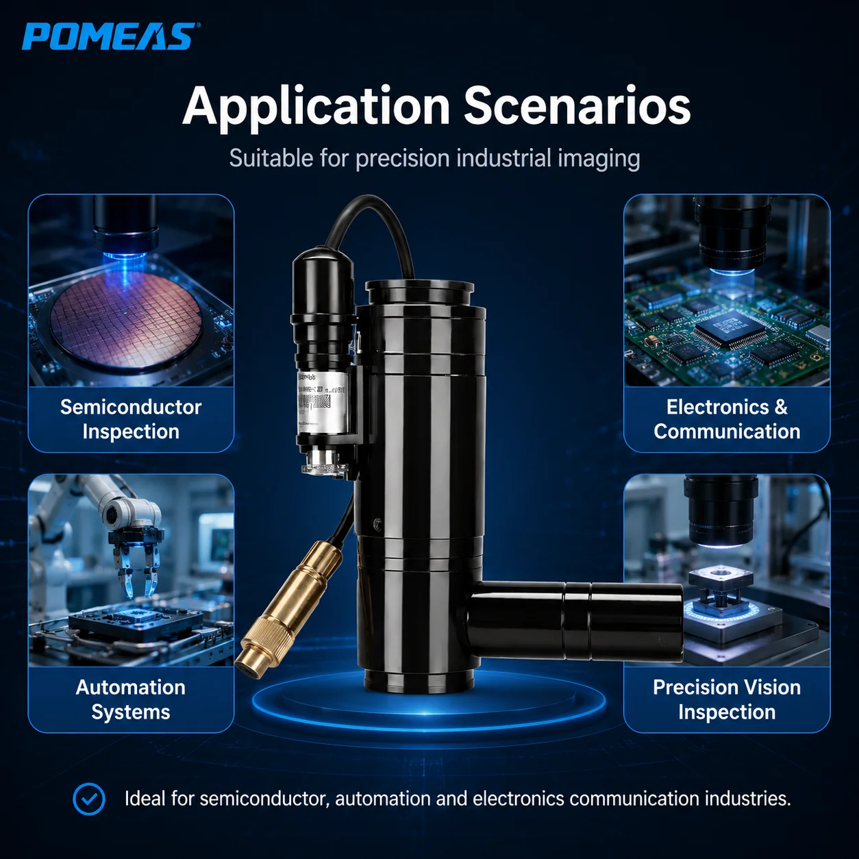 Pomeas 12.5X Motorized Coaxial Zoom Lens for Machine Vision