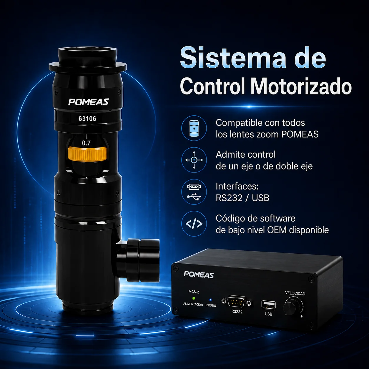 Lente zoom industrial PMS-LZ-63101 para visión artificial