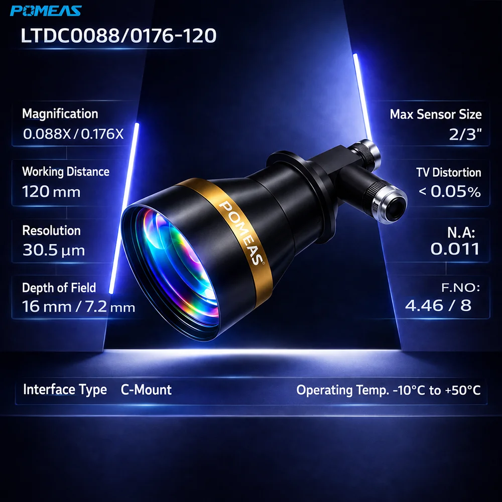 0.088X/0.176X Dual-Magnification Bi-Telecentric Lens, 120mm WD
