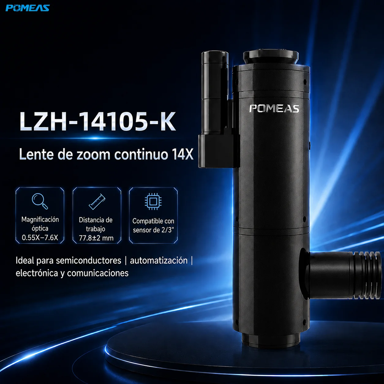 Lente zoom coaxial 14X para inspección de alta precisión