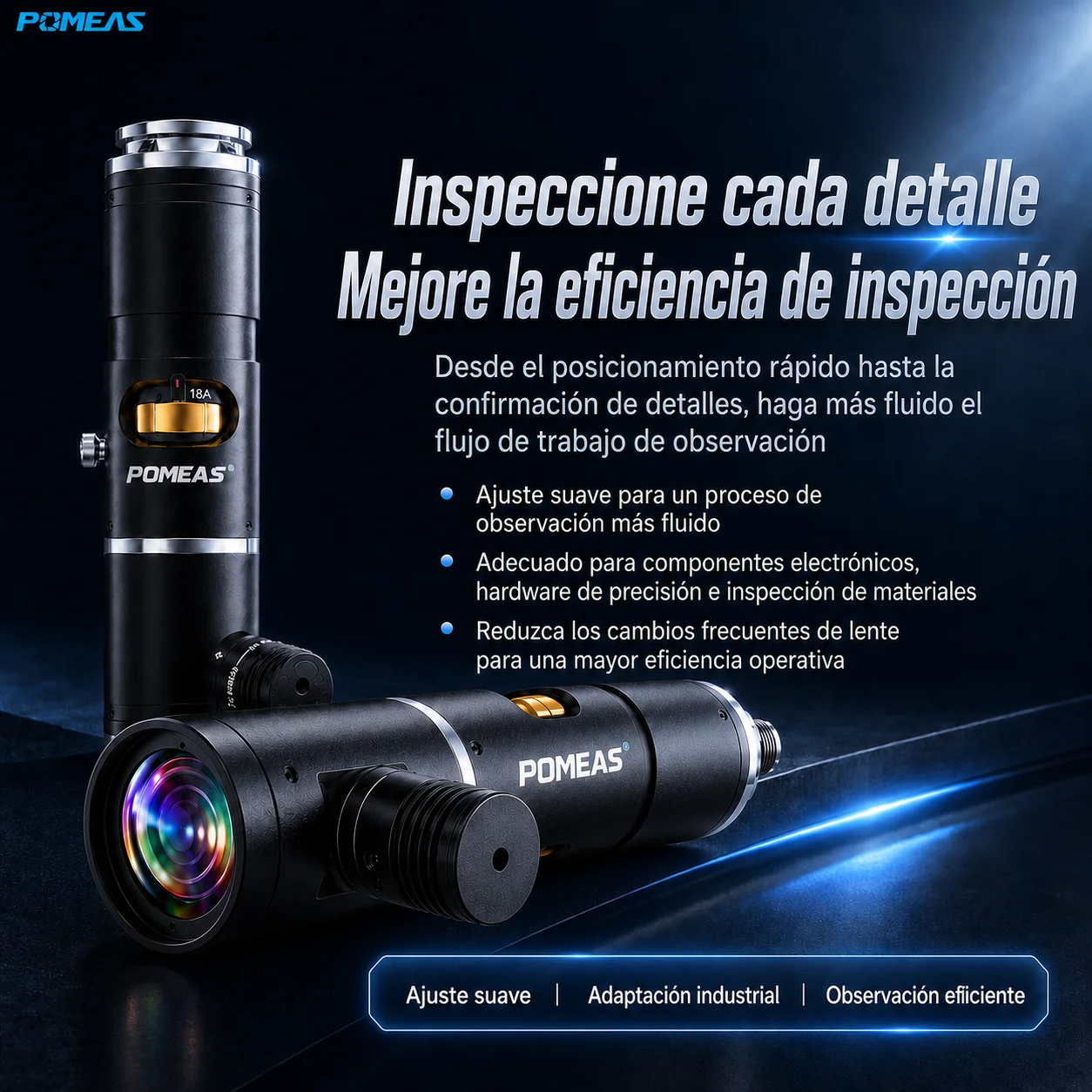 Lente zoom industrial 4K 0,68×–5,0× con iluminación coaxial