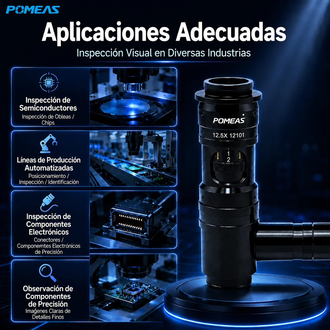 Lente zoom coaxial 12,5X con 15 posiciones repetibles
