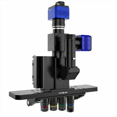 POMEAS Focus X Sistema de microscopía con autofoco láser | Revólver motorizado y sensor de enfoque coaxial