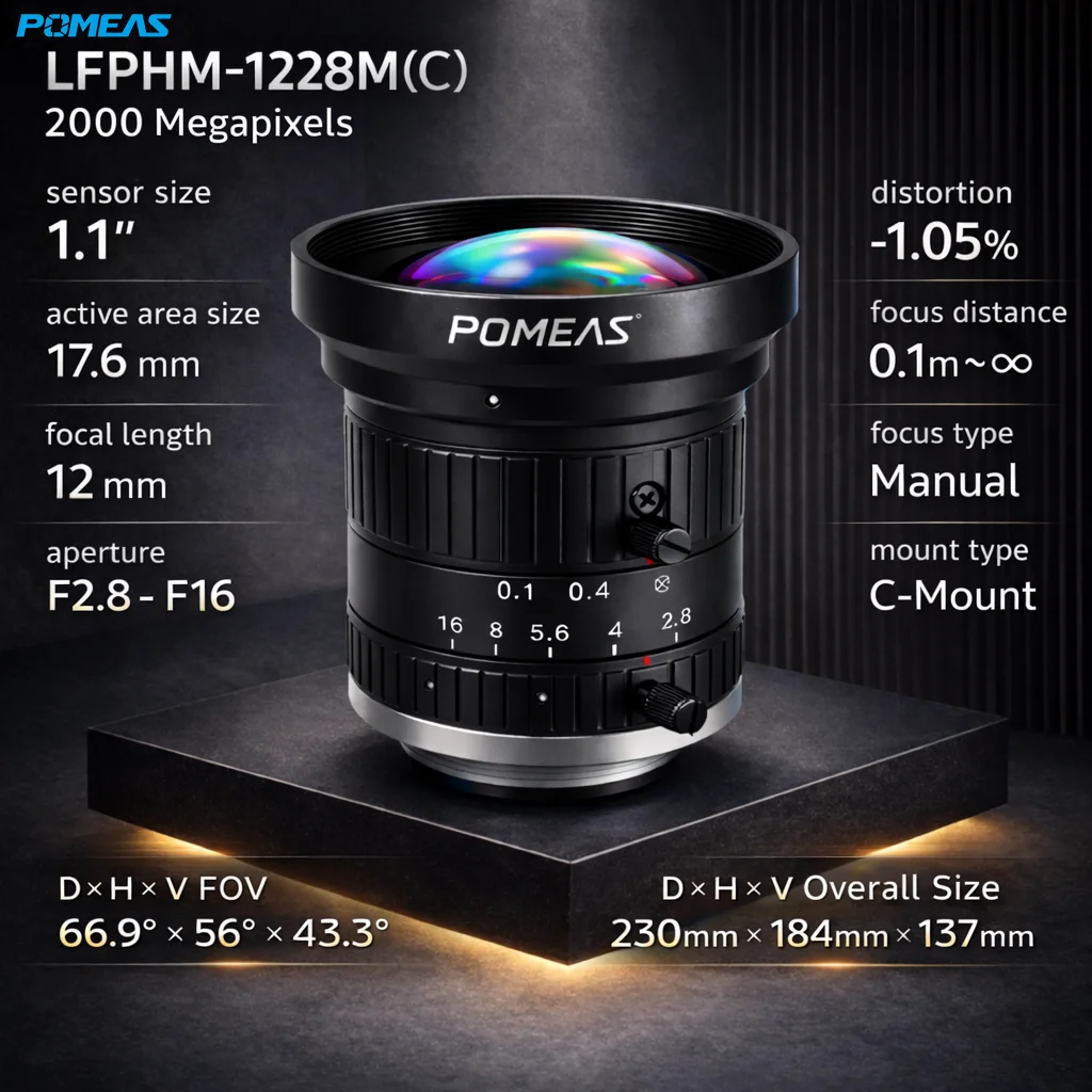 20MP 12mm C-Mount Machine Vision Lens for 1.1-Inch Cameras