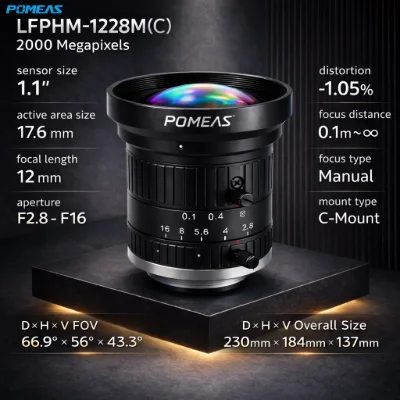 20MP 12mm C-Mount Machine Vision Lens for 1.1-Inch Cameras