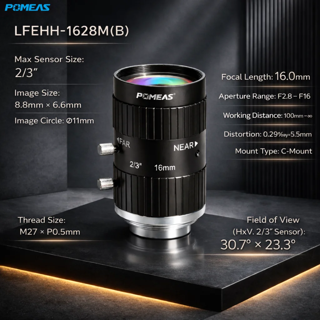 16mm 2/3-Inch 10MP VIS-NIR C-Mount Lens | POMEAS