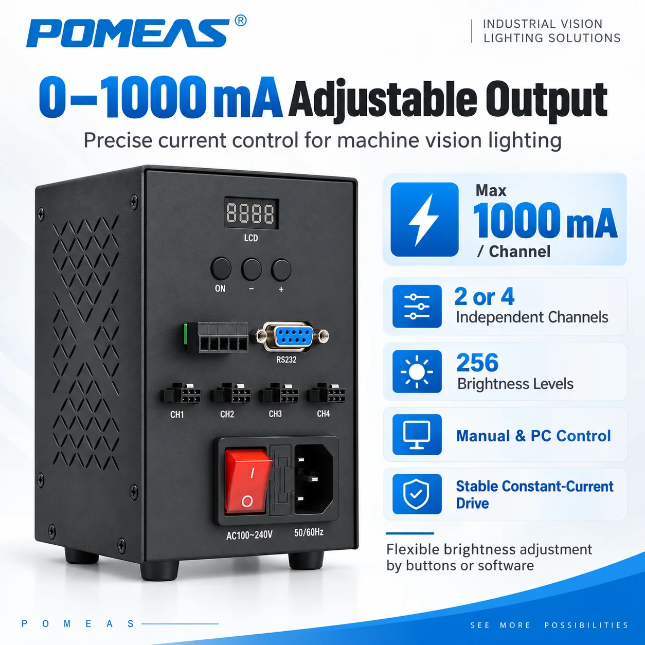 4-Channel Machine Vision LED Light Controller with RS-232