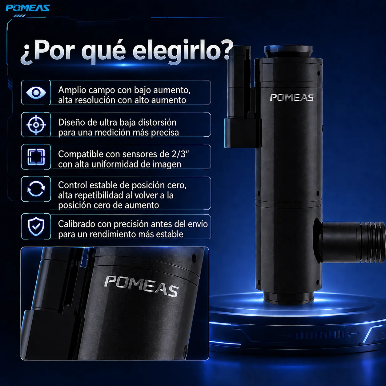 Lente zoom coaxial 14X para inspección de alta precisión