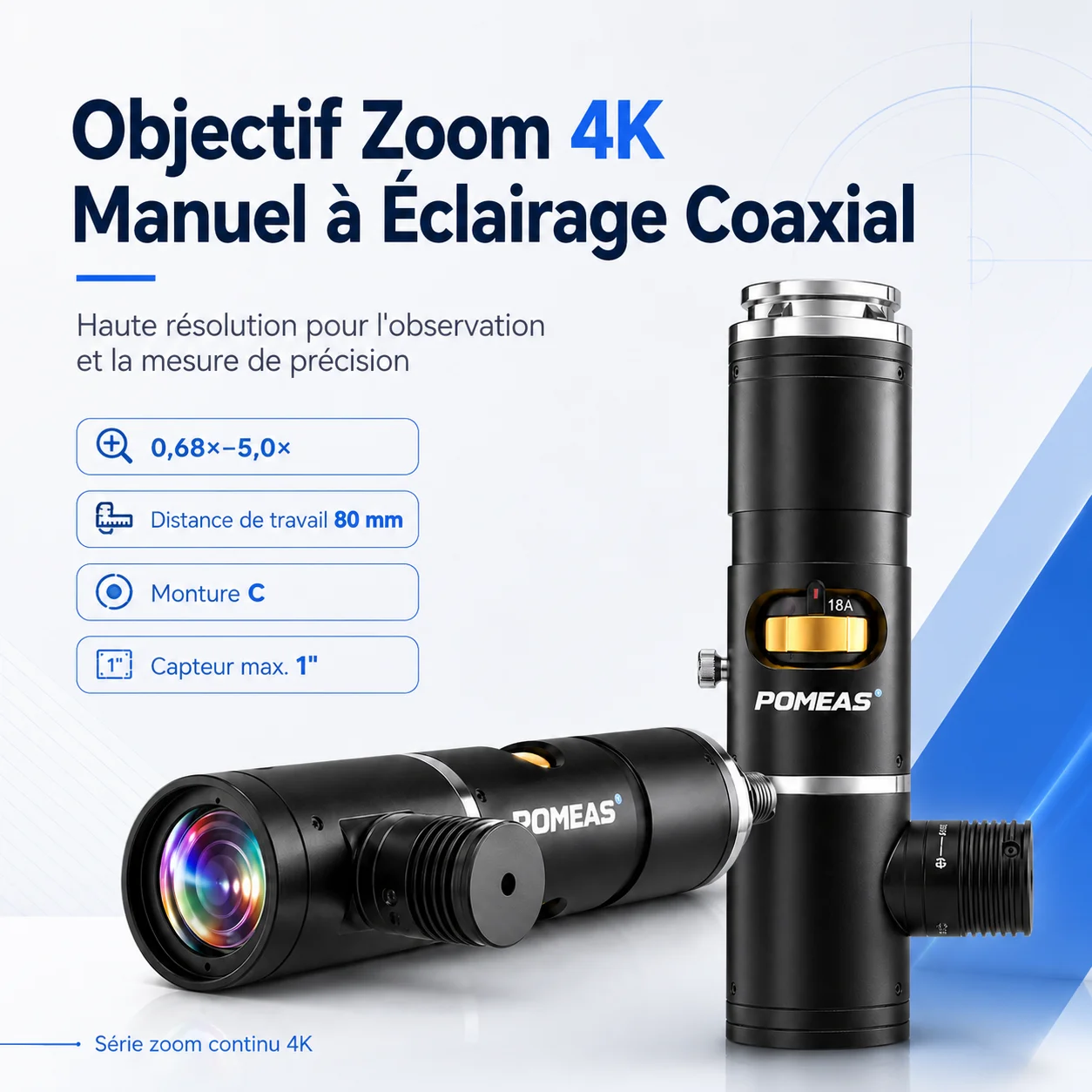 Objectif Zoom 4K Manuel avec Éclairage Coaxial | Monture C